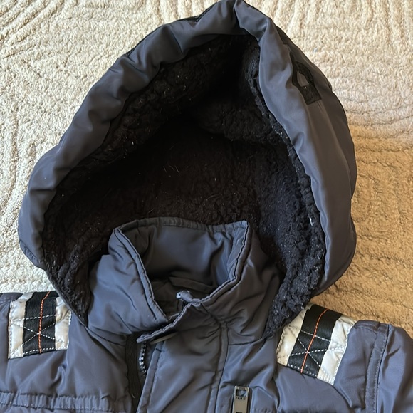 DIESEL Boys 5-6 Blue Puffer Jacket Hooded Ribbed Collar Cuffs Button & Zip - Picture 16 of 16